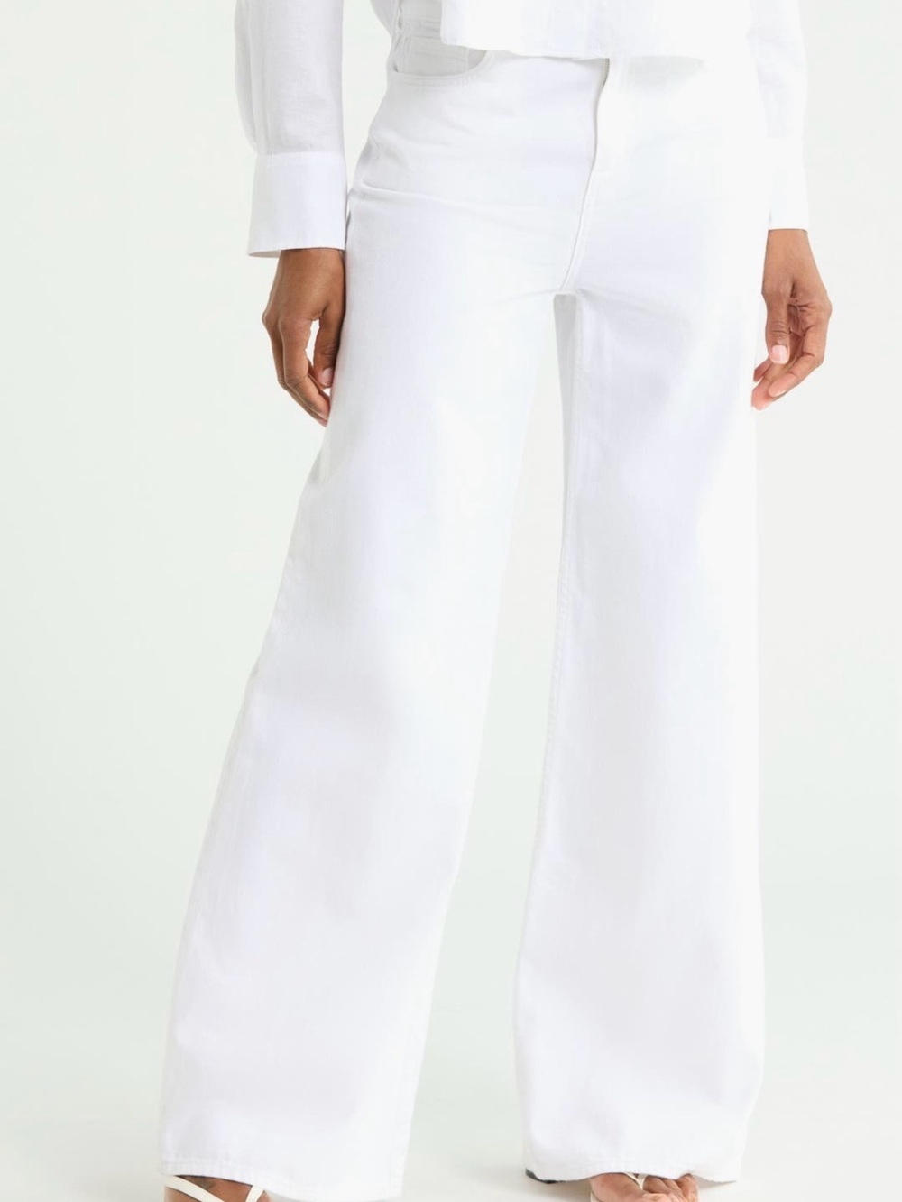 Like New Cambio Jeans Ellen White Wide-Leg High Waist Slacks Size 14